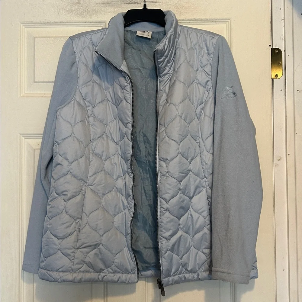 ZeroXposur Quilted Front Light Blue Jacket with Fleece Sleeves Size Large